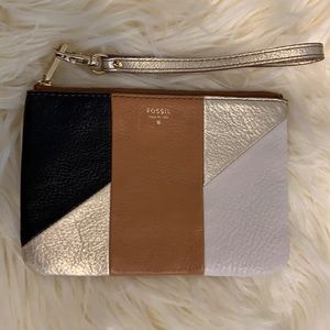 EUC Fossil Color Block Leather Wrist Purse